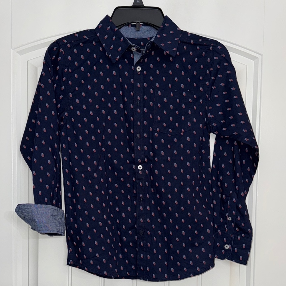 Ben Sherman boys Navy Blue Patterned Shirt